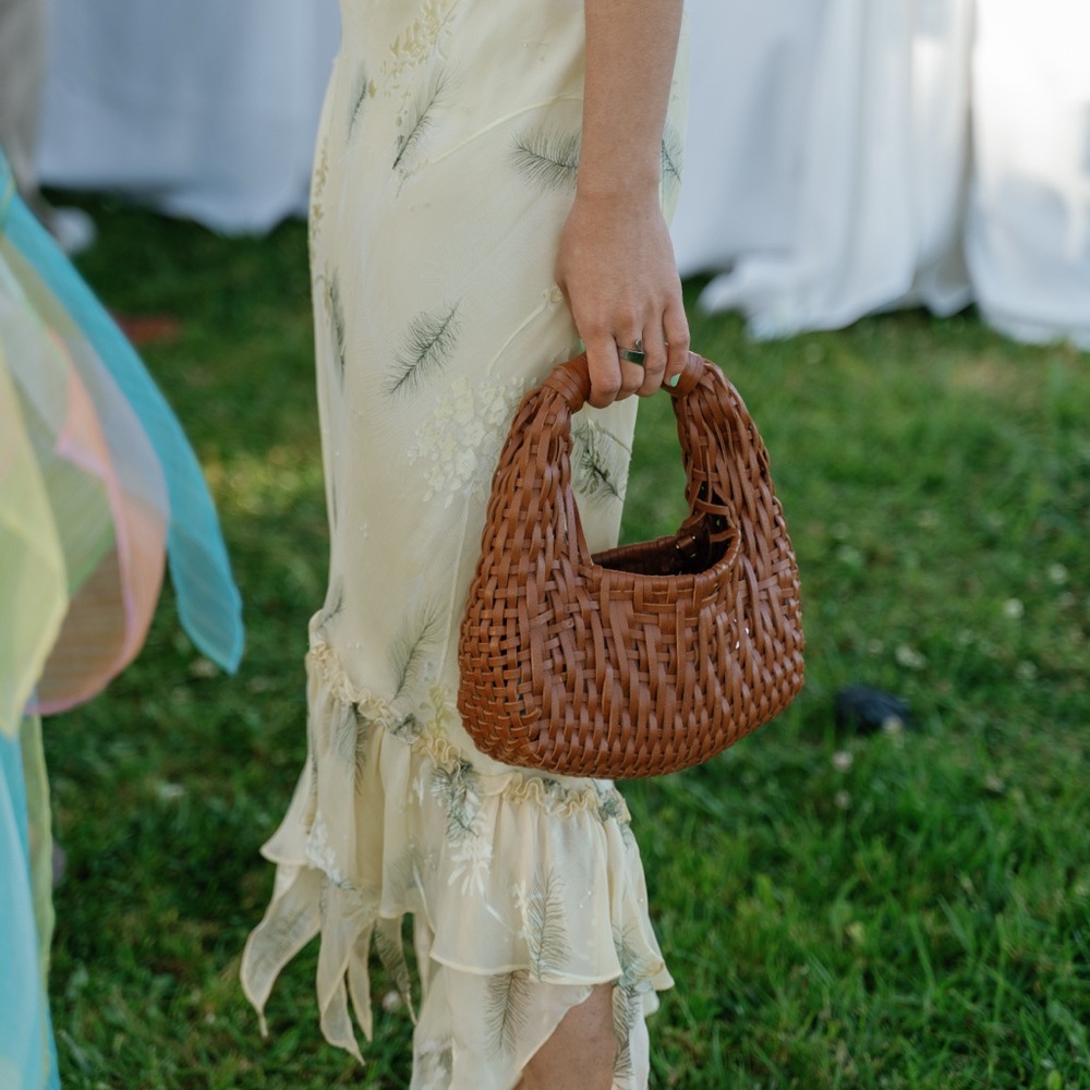 STAUD Sample Woven Brown Bag